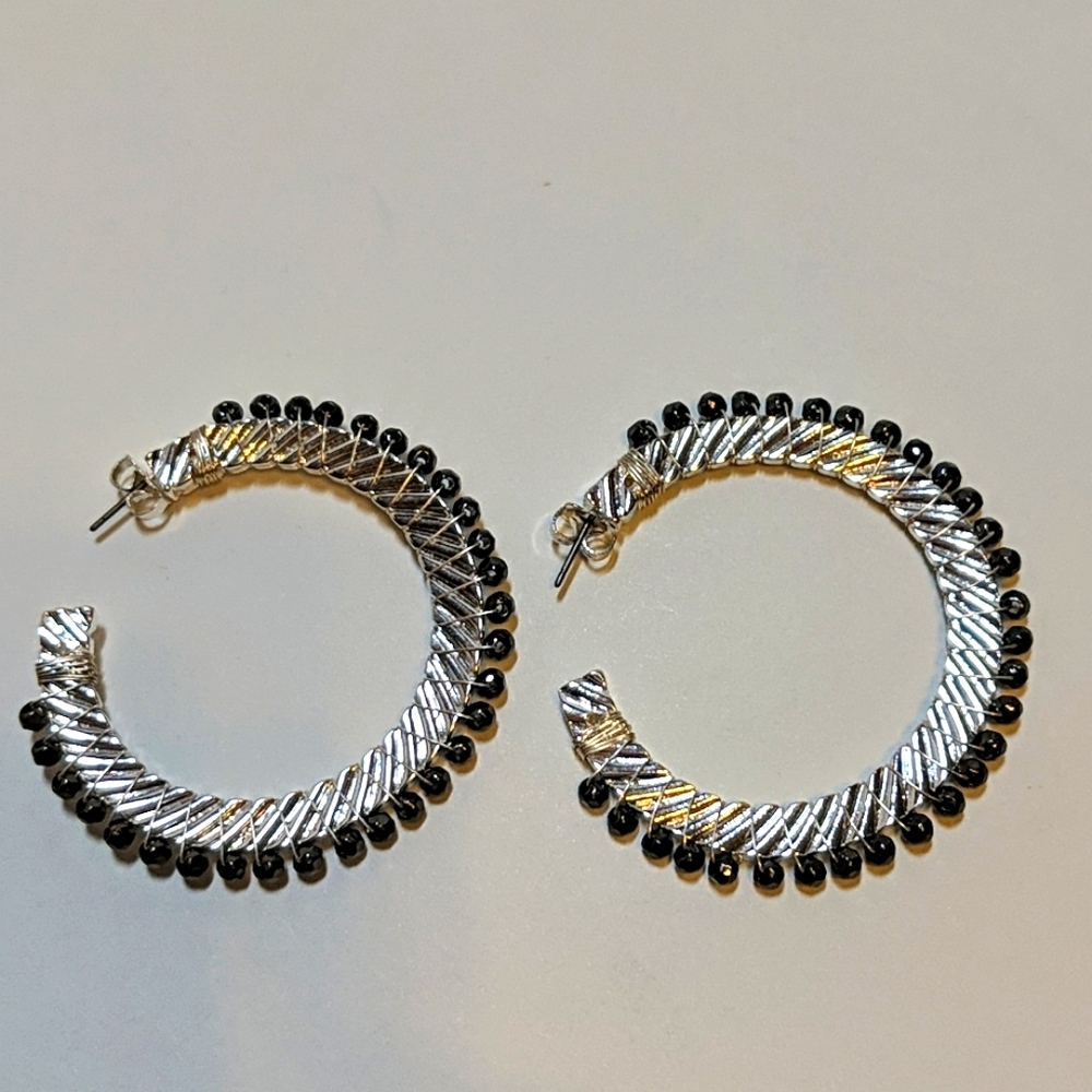 Earrings - black and silver